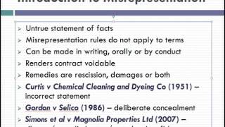 Misrepresentation Lecture 1 of 4 [upl. by Kcirddes]